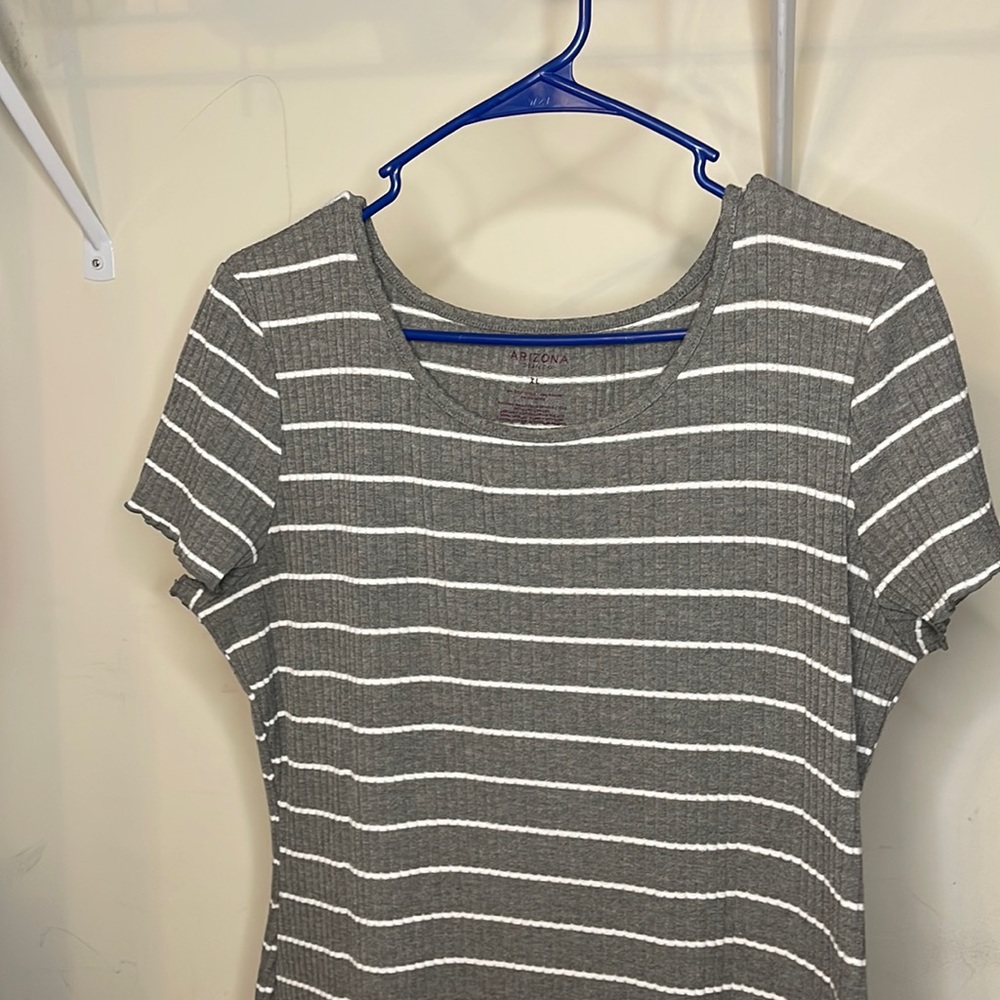 Grey and white striped dress